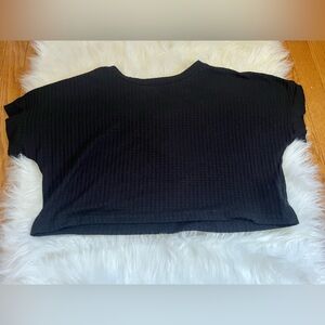 SHEIN Black Ribbed Short Sleeve Cropped Crewneck Tee